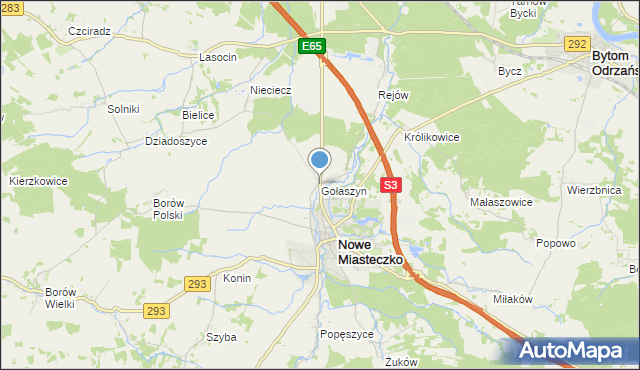 mapa Gołaszyn, Gołaszyn gmina Nowe Miasteczko na mapie Targeo